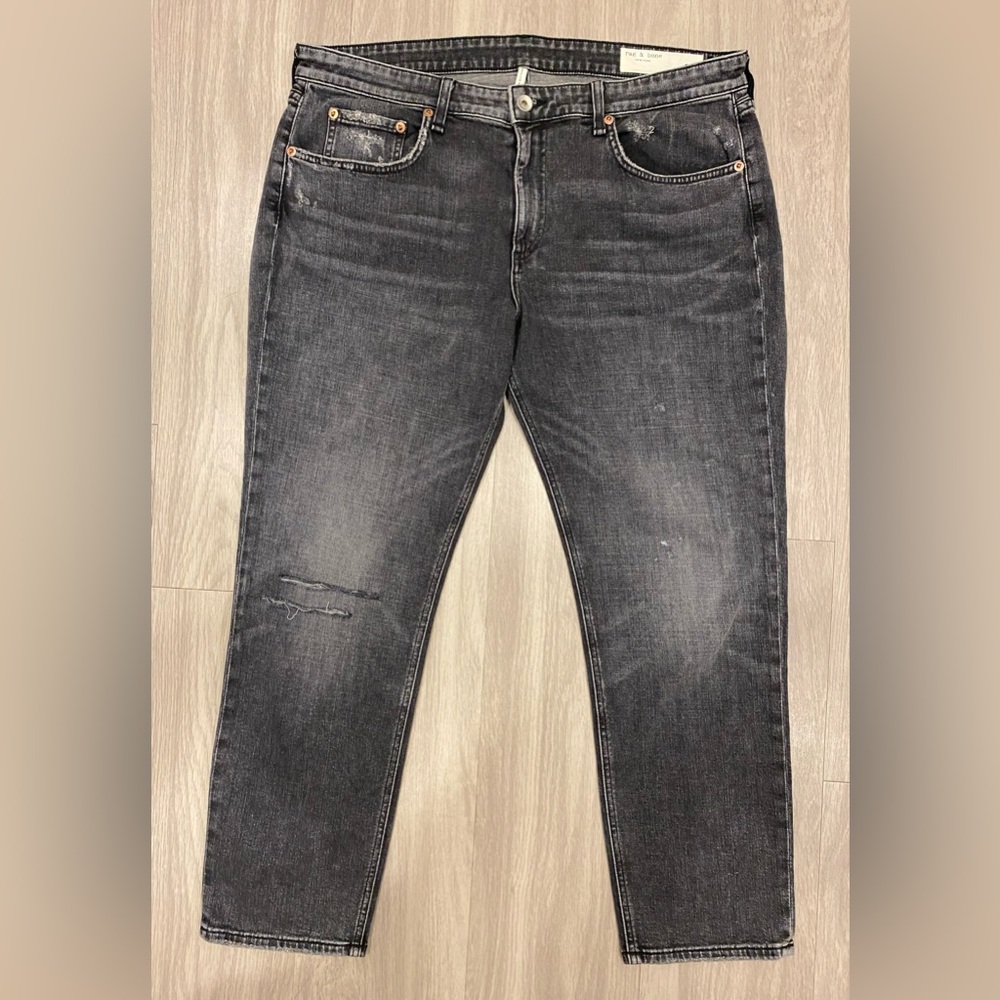 Rag & Bone Womens Dre Low Rise Slim Boyfriend Jeans 33 36x27 Ankle Denim Black